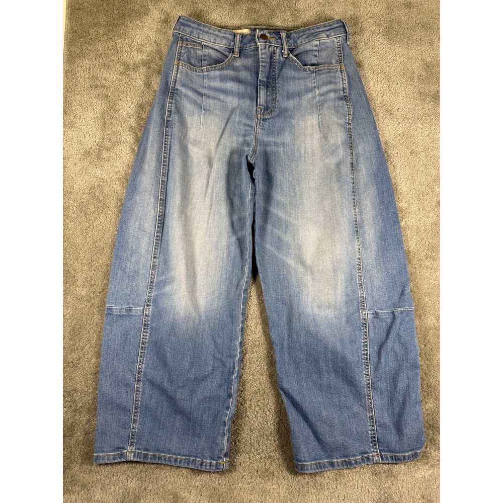 Pilcro and the Letterpress Wide Leg Cropped Jeans Light Wash Blue Size 29